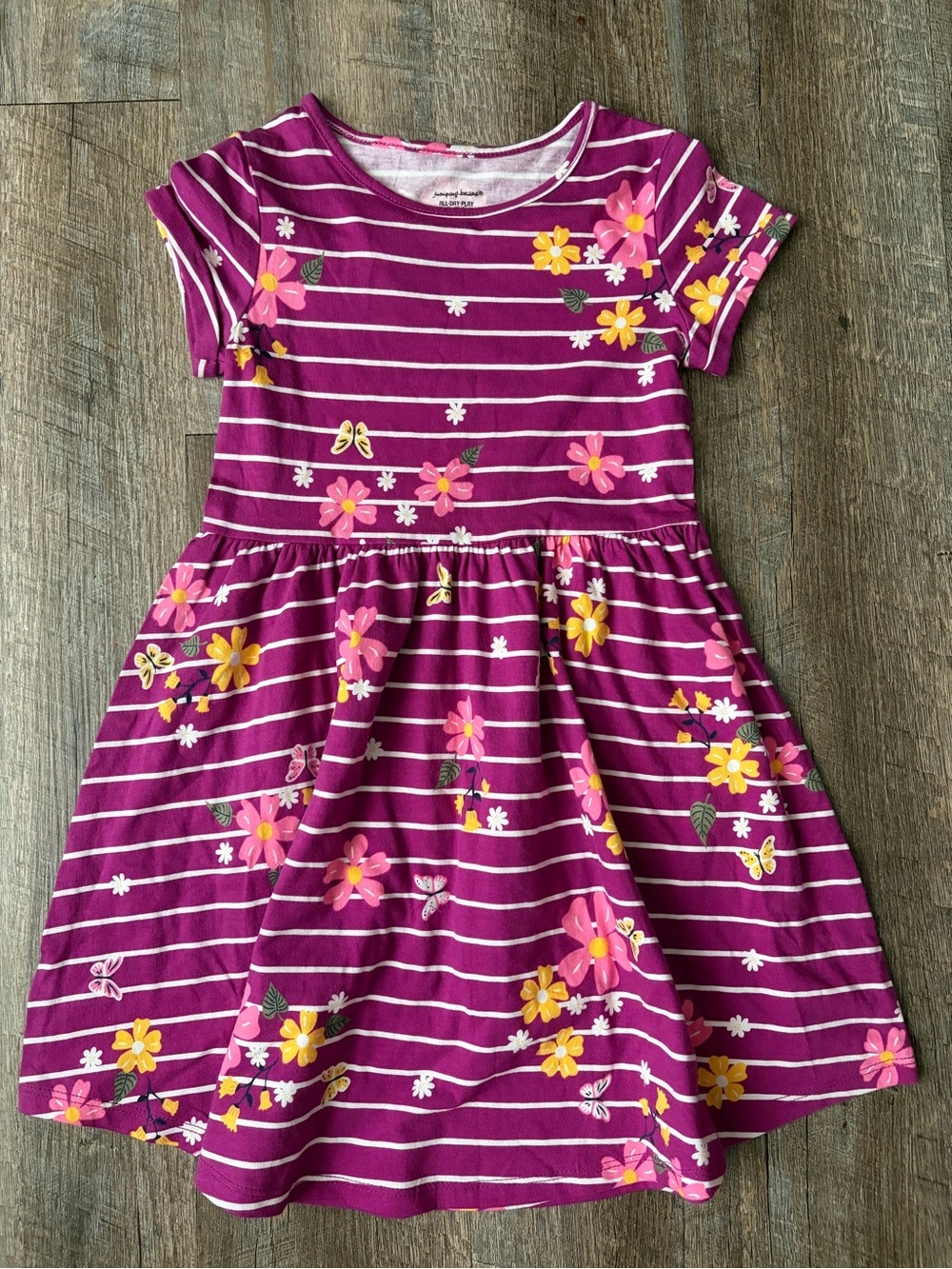jumping beans Purple Striped Floral Dress
